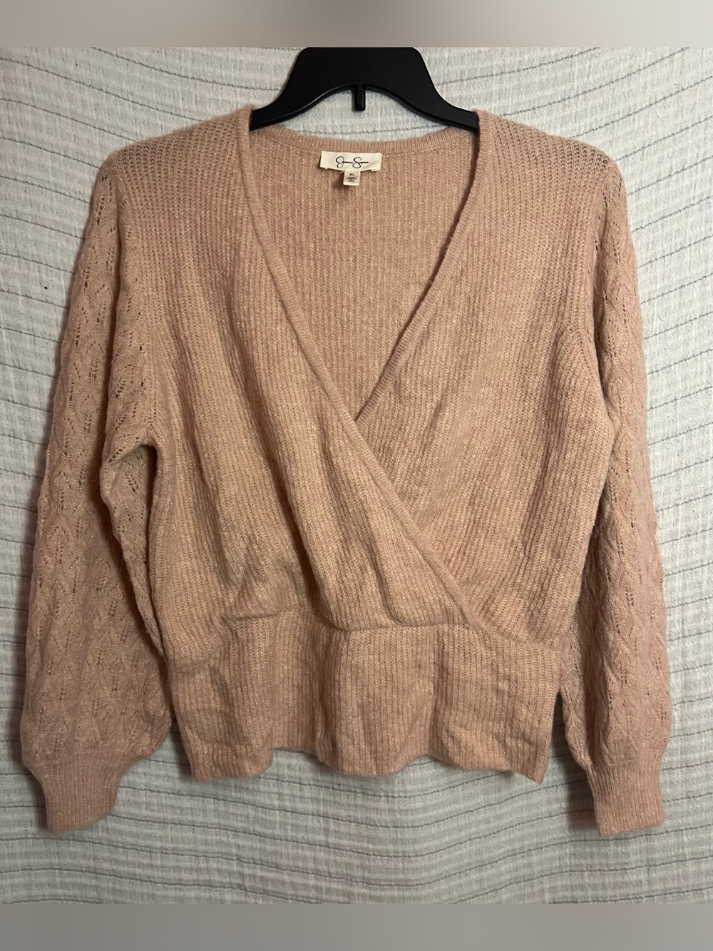 Jessica Simpson Blush Pink V-Neck Wrap Sweater